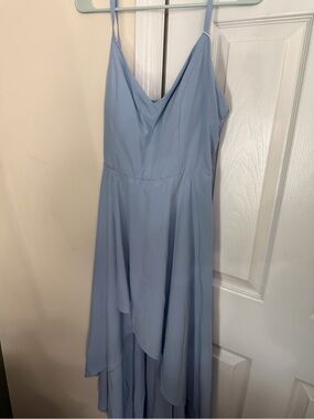 HALARA Light Blue High-Low Spaghetti Strap Dress
